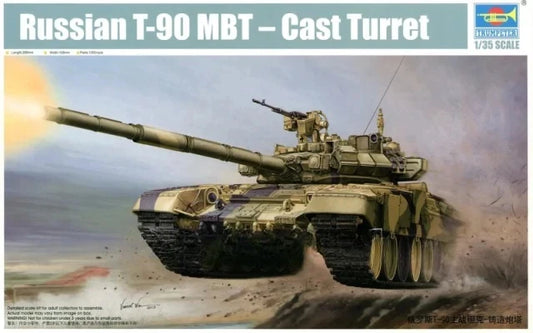 Trumpeter Plastic Assembled Tank Model Kit TP05560 Russian T-90 Main Battle Tank - Cast Turret 1/35 Scale