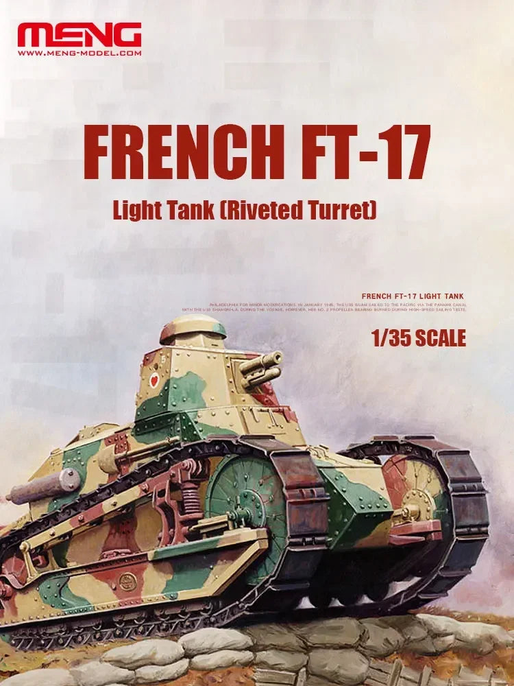 MENG Assembled Model Kit TS-011 French FT-17 Light Tank (Riveted Turret) 1/35