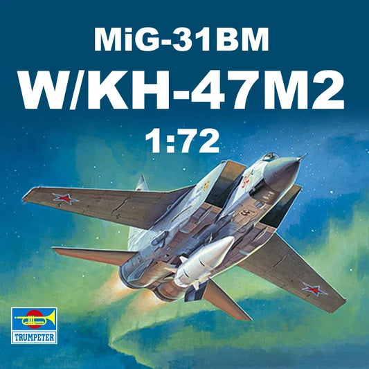 Trumpeter Model Plastic Assembled Aircraft Model Kit 01697 MiG-31BM Foxhound Fighter with Missile 1/72 Scale